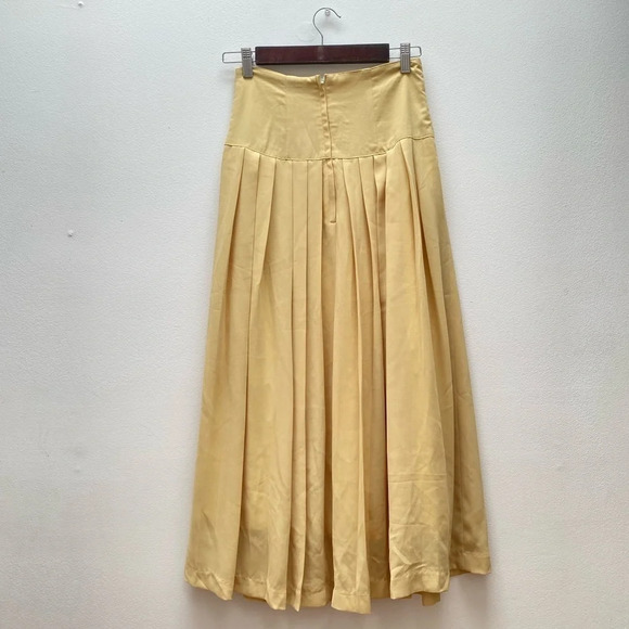 Vintage  - Yellow Pleated Maxi Skirt - Picture 3 of 8
